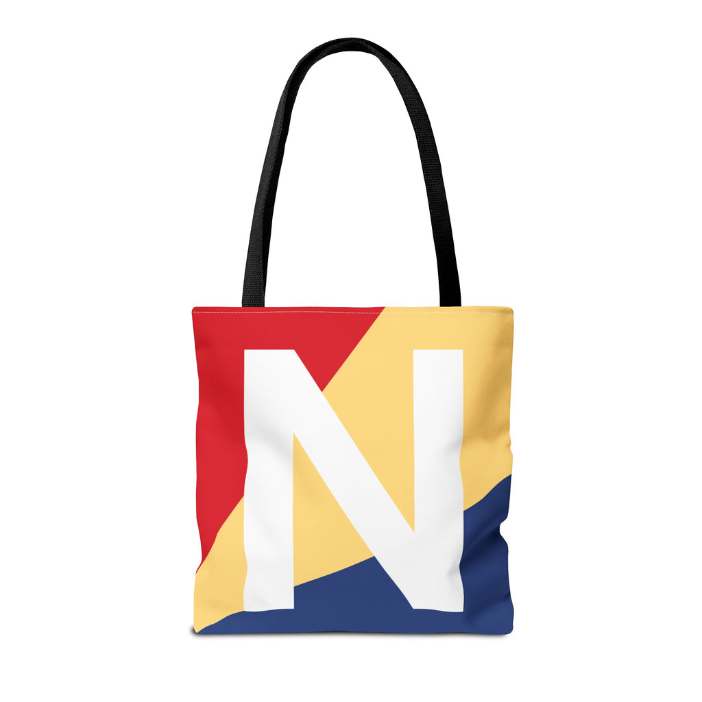 Monogram 'N' Colorblock Tote Bag — Personalized Initial N Shoulder Tote