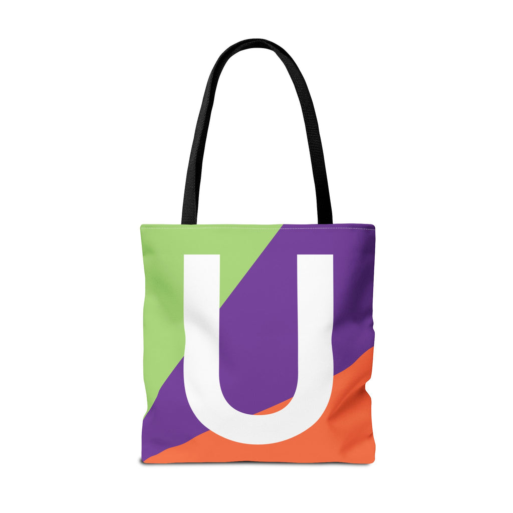 Monogram 'U' Colorblock Tote Bag — Personalized Initial U Shoulder Tote