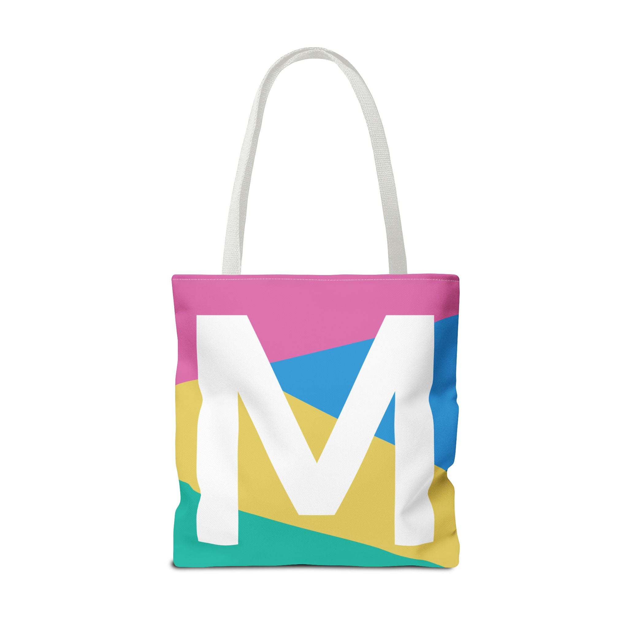 Monogram 'M' Colorblock Tote Bag — Personalized Initial M Shoulder Tote