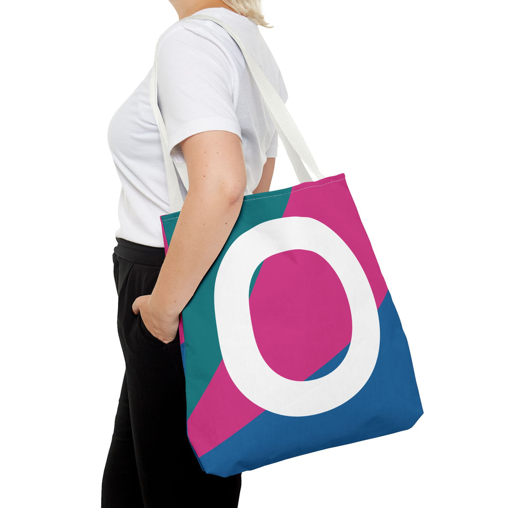 Monogram 'O' Colorblock Tote Bag — Personalized Initial O Shoulder Tote