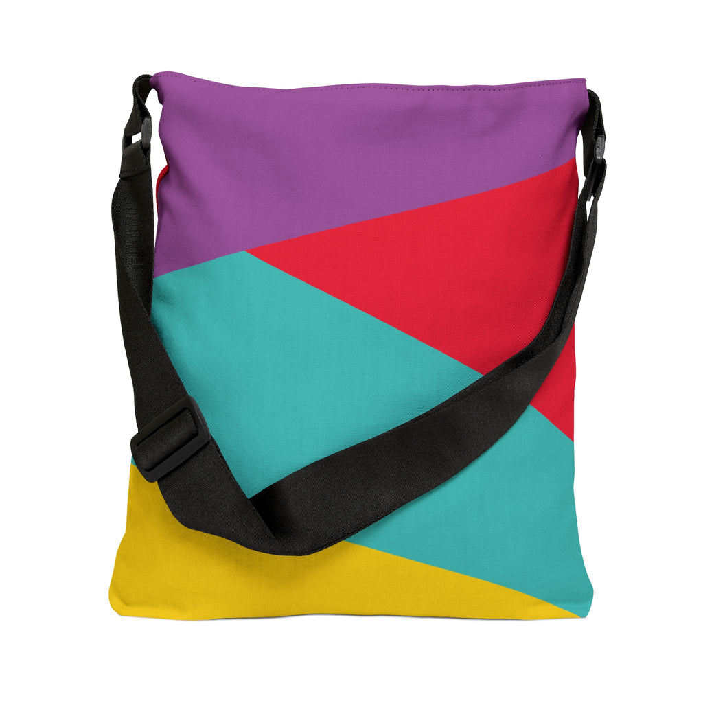 Colorblock Geometric Tote Bag — Adjustable Strap, Bright Abstract Pattern