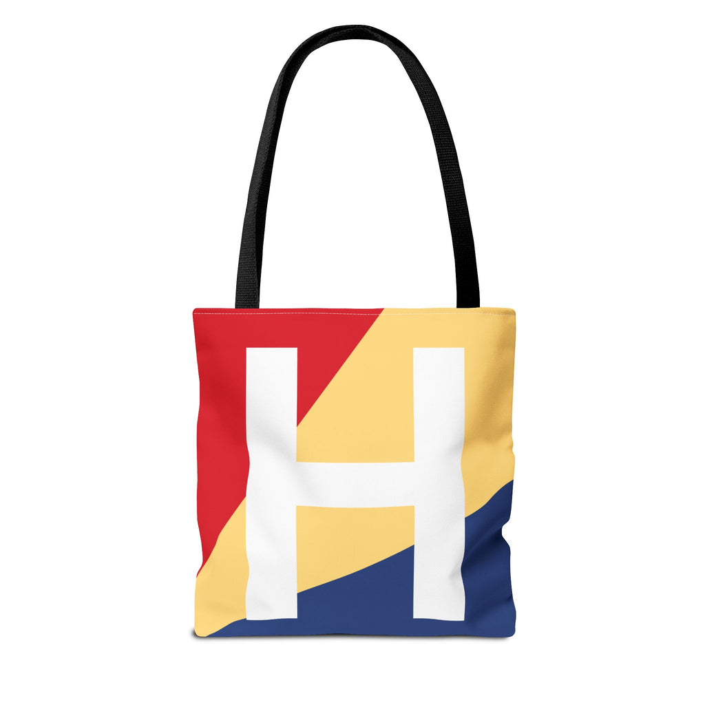 Monogram 'H' Colorblock Tote Bag — Personalized Initial H Shoulder Tote