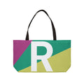 Personalized 'R' Colorblock Tote Bag — Monogram Weekender Tote