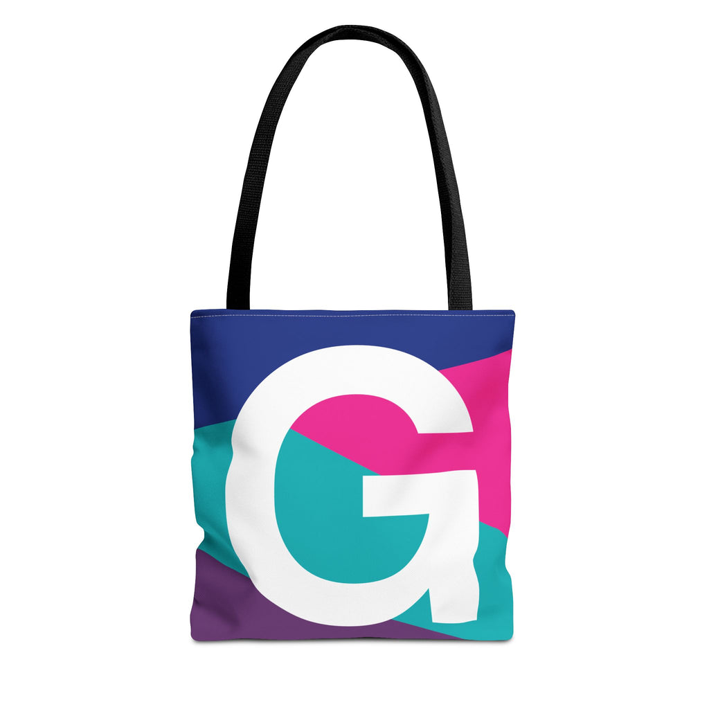 Monogram 'G' Colorblock Tote Bag — Personalized Initial G Shoulder Tote