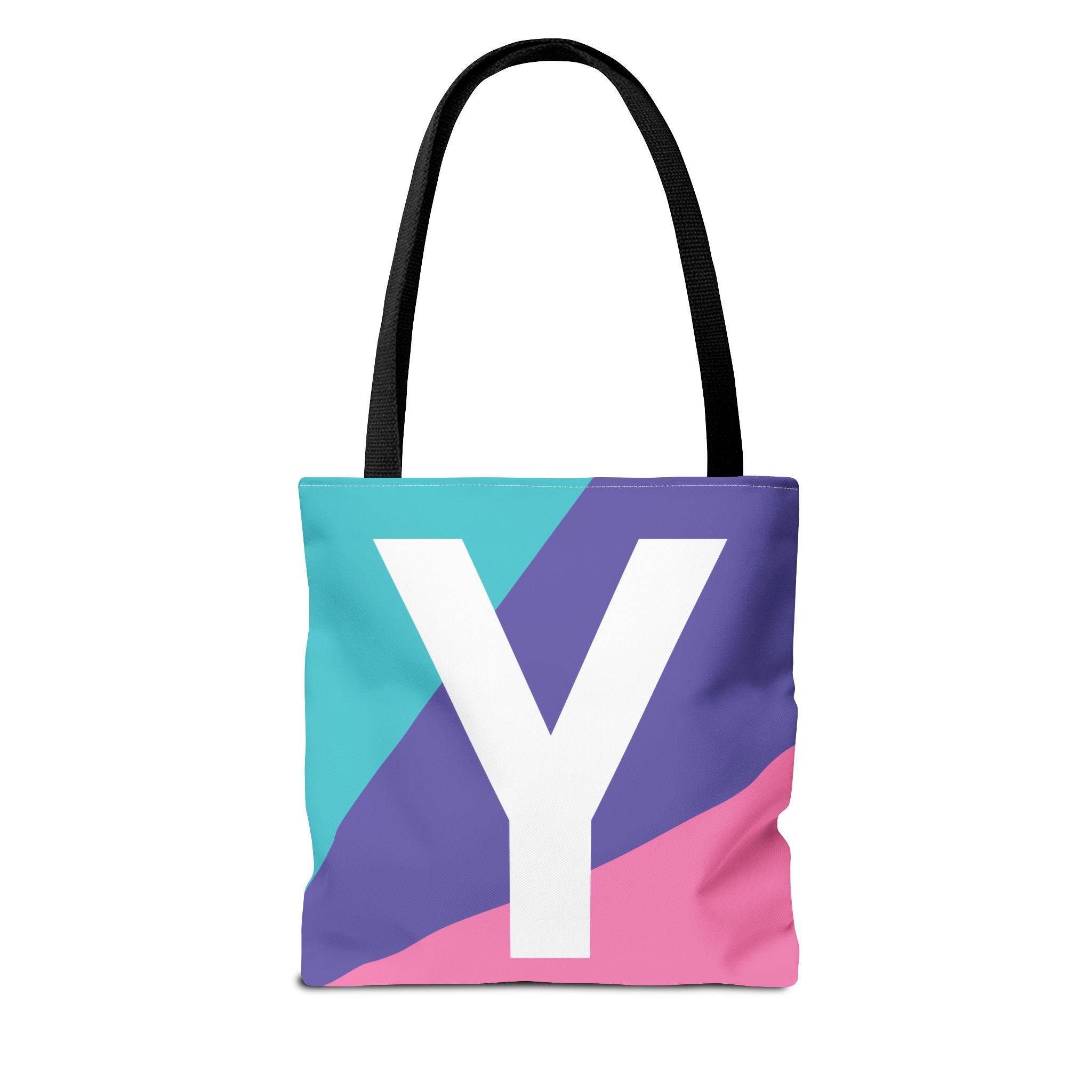 Monogram 'Y' Colorblock Tote Bag — Personalized Initial Y Shoulder Tote