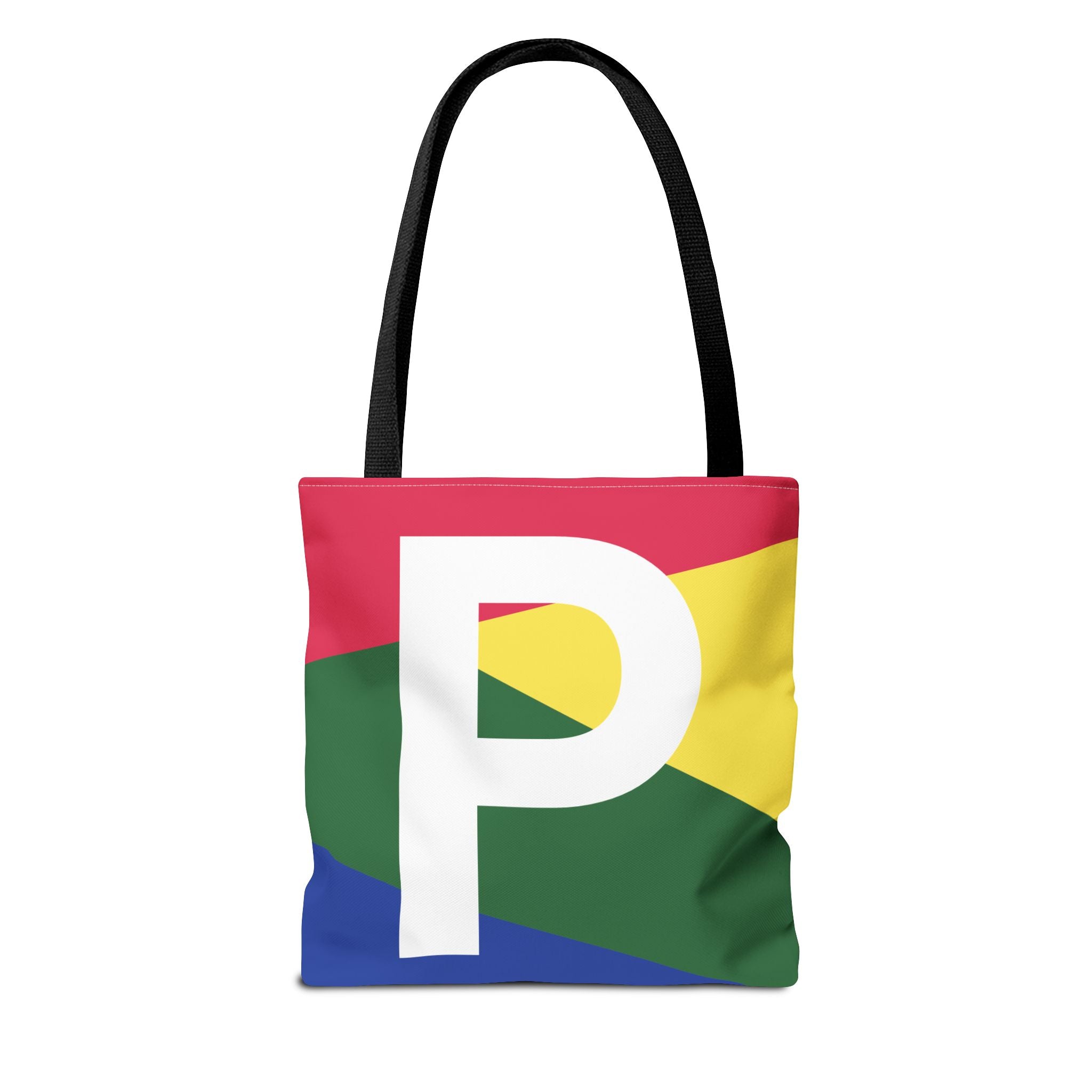 Monogram 'P' Colorblock Tote Bag — Personalized Initial P Shoulder Tote