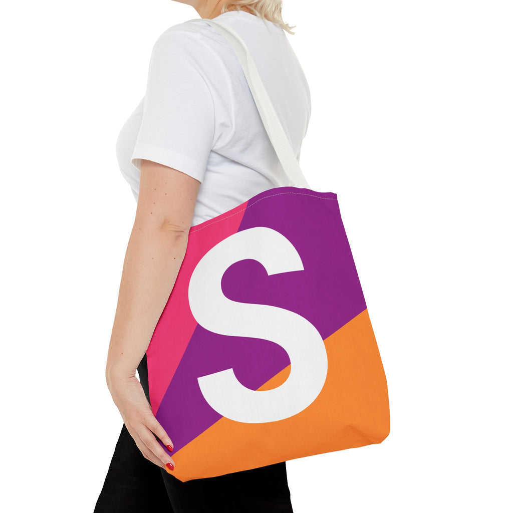 Monogram 'S' Colorblock Tote Bag — Personalized Initial S Shoulder Tote