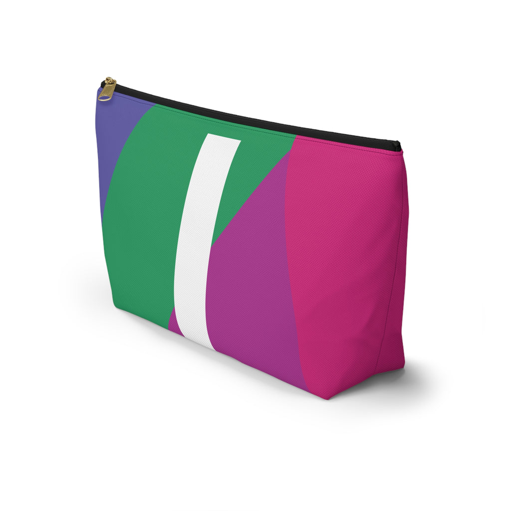 Initials Colorblock Accessory Pouch — Monogram I T-Bottom Cosmetic Bag