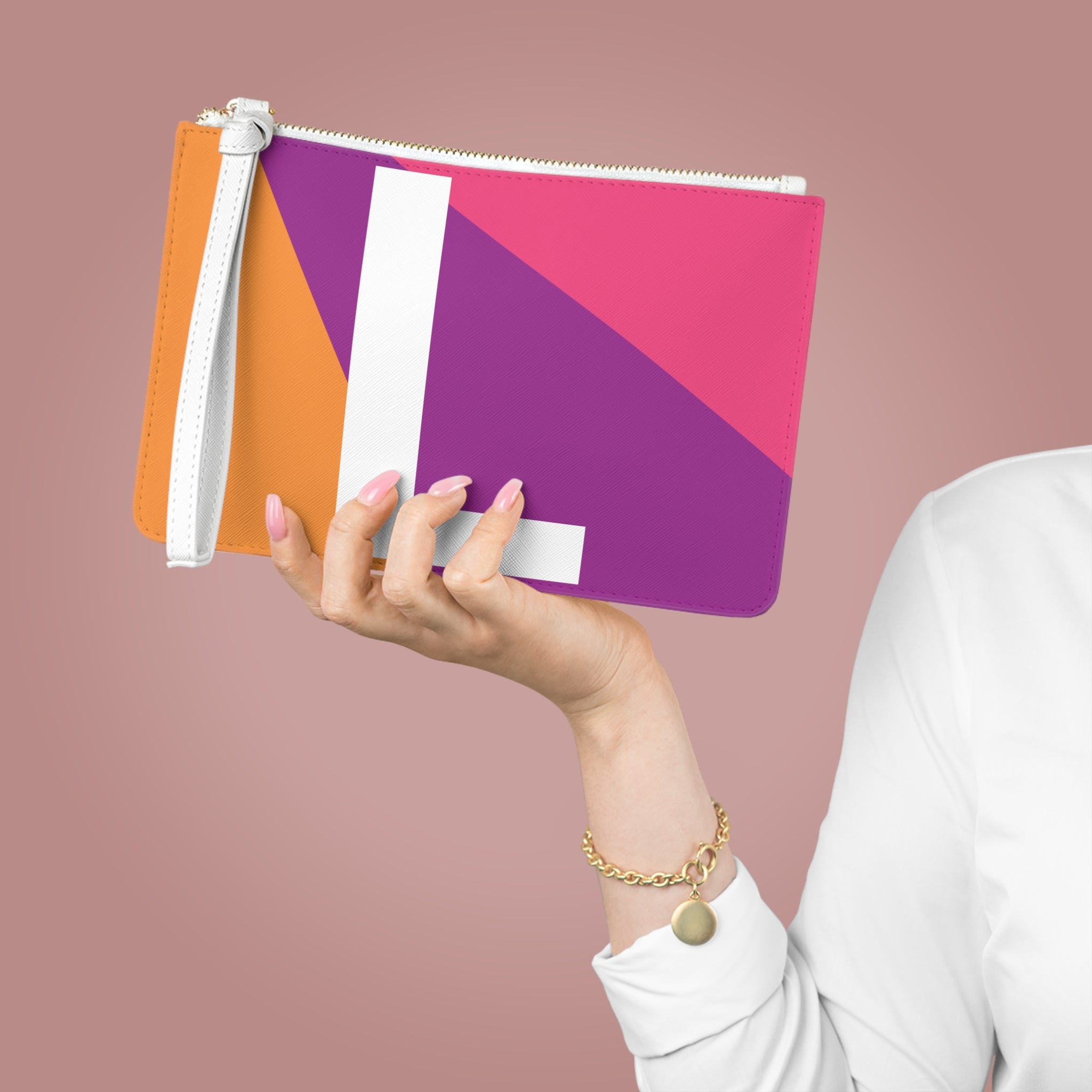 Monogram 'L' Colorblock Clutch Bag — Bold Geometric Wristlet for Everyday & Gifts