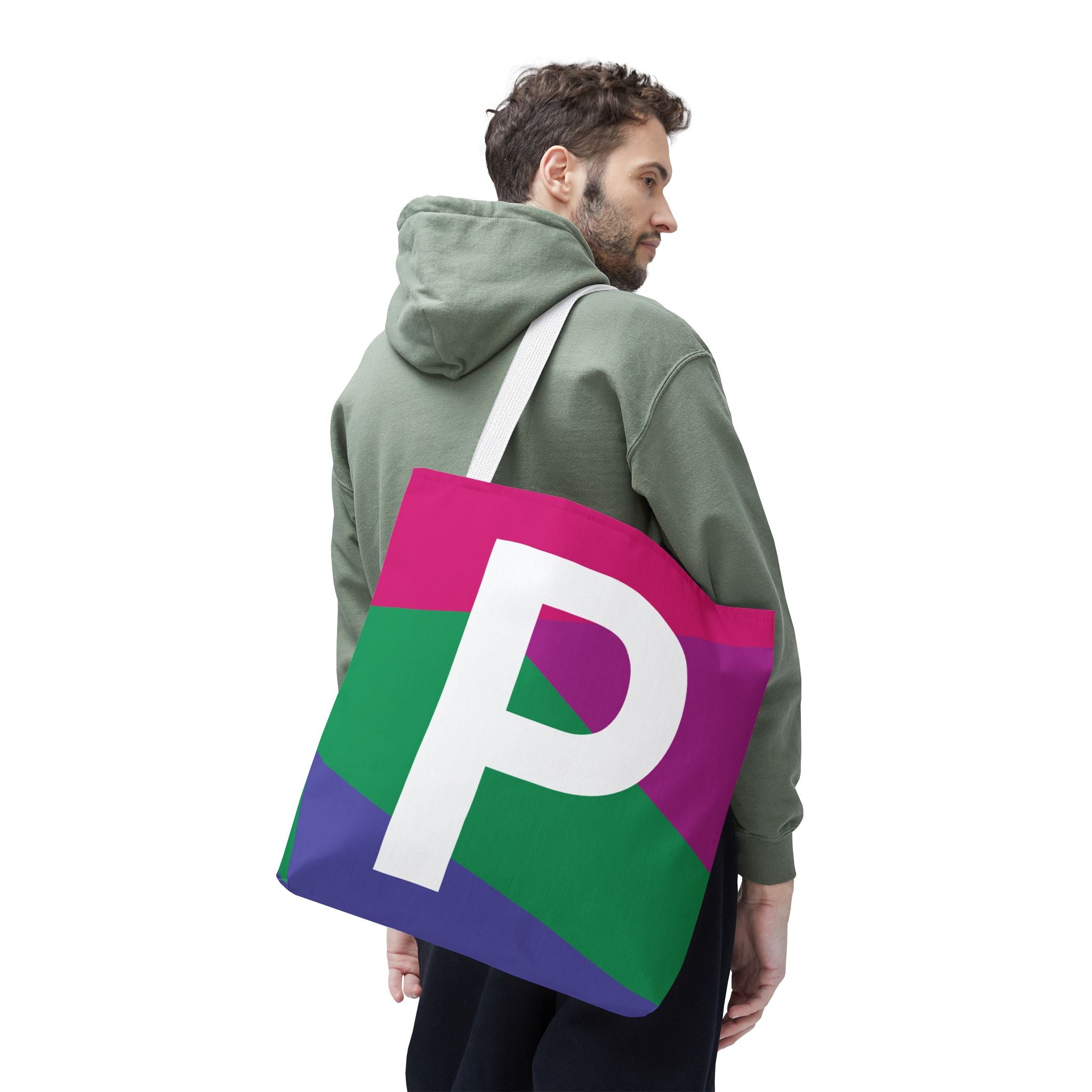 Monogram 'P' Colorblock Tote Bag — Personalized Initial P Shoulder Tote