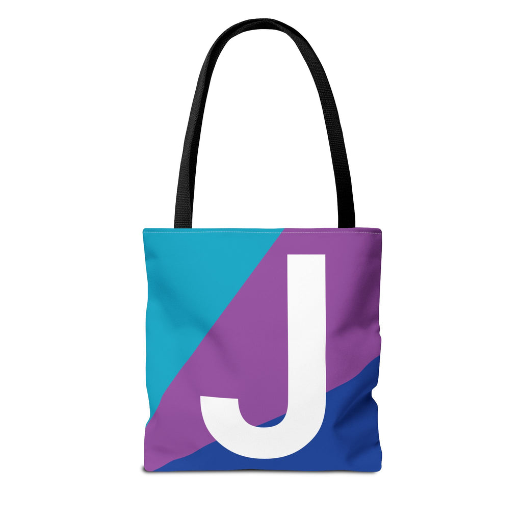 Monogram 'J' Colorblock Tote Bag — Personalized Initial J Shoulder Tote
