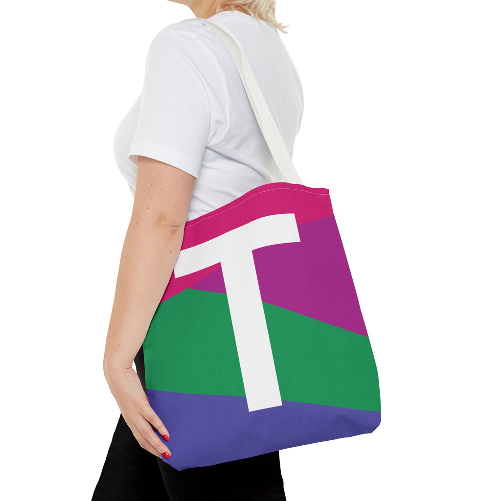 Monogram 'T' Colorblock Tote Bag — Personalized Initial T Shoulder Tote
