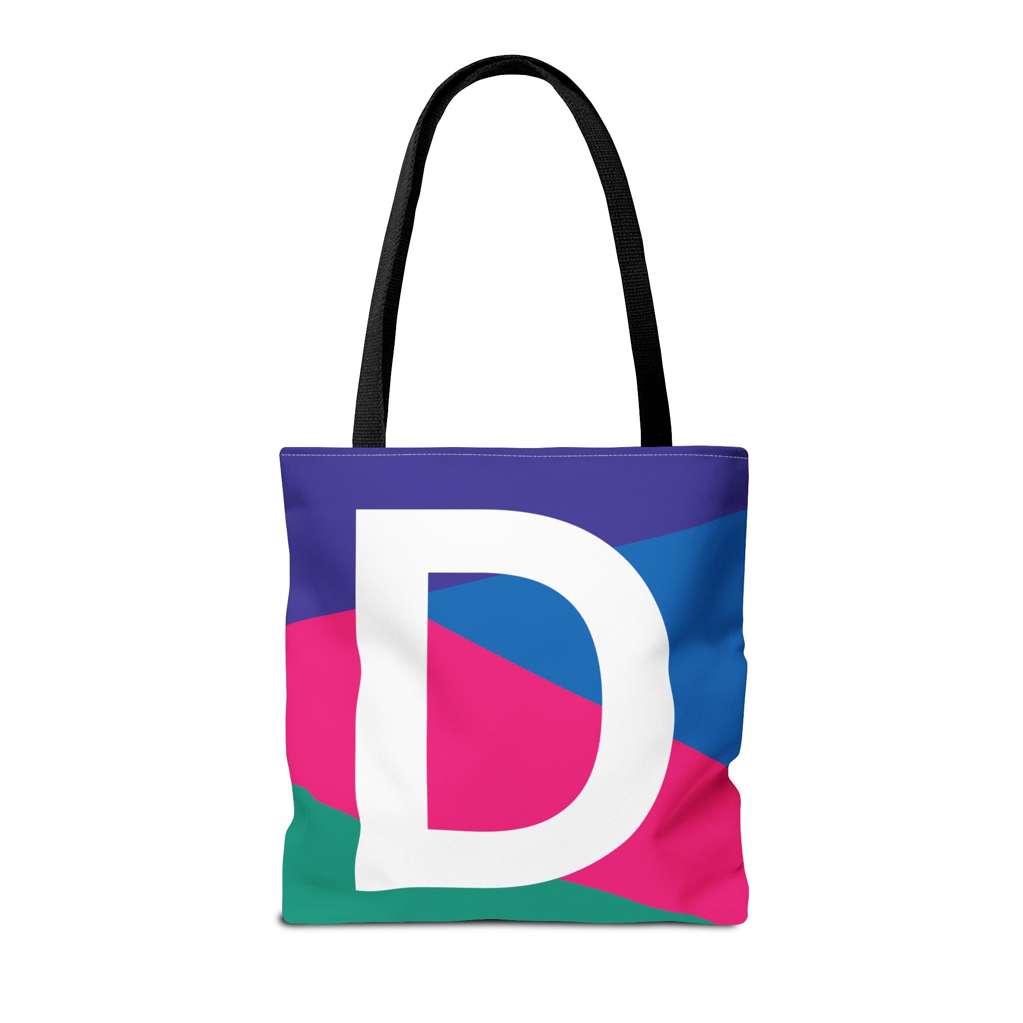 Monogram 'D' Colorblock Tote Bag — Personalized Initial D Shoulder Tote