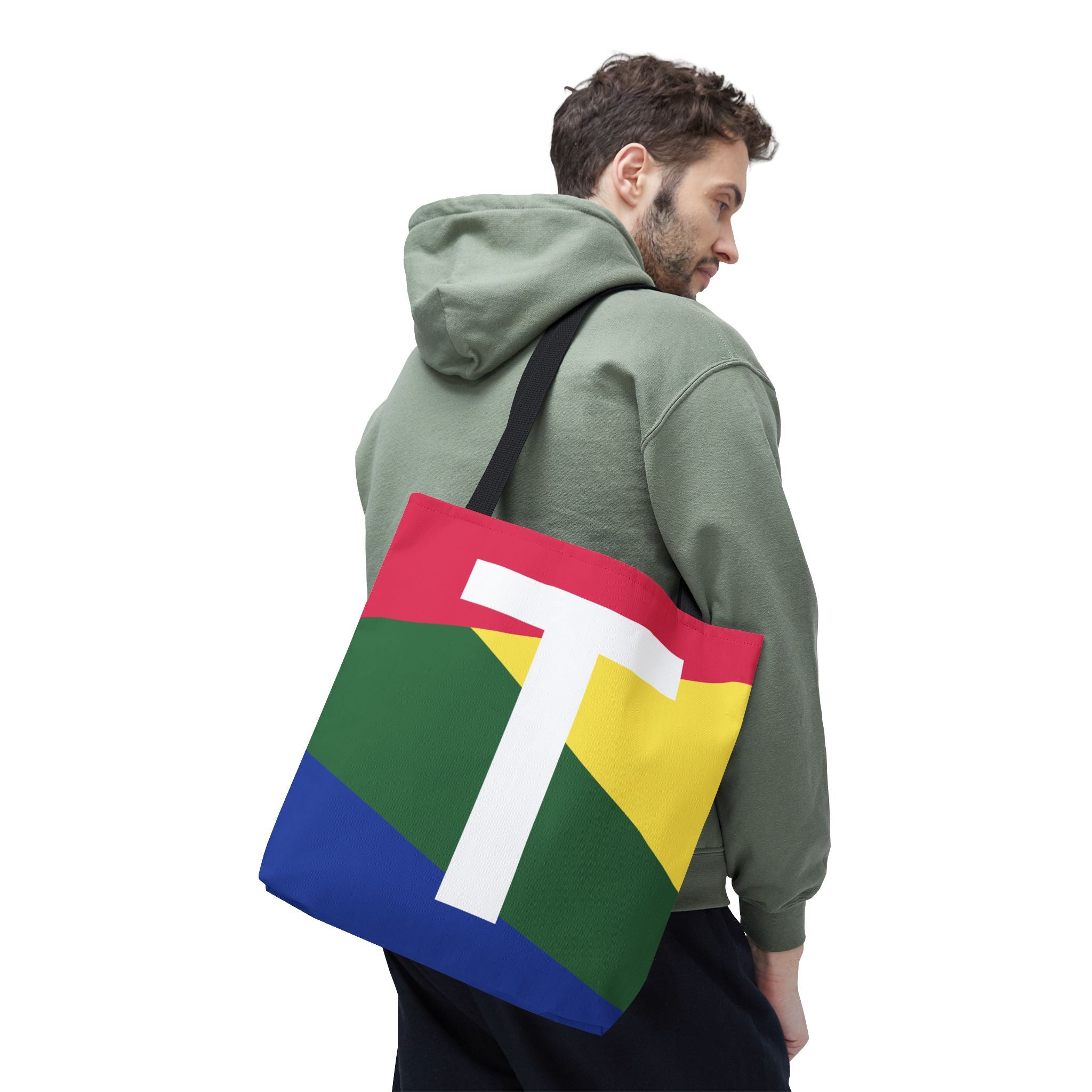 Monogram 'T' Colorblock Tote Bag — Personalized Initial T Shoulder Tote