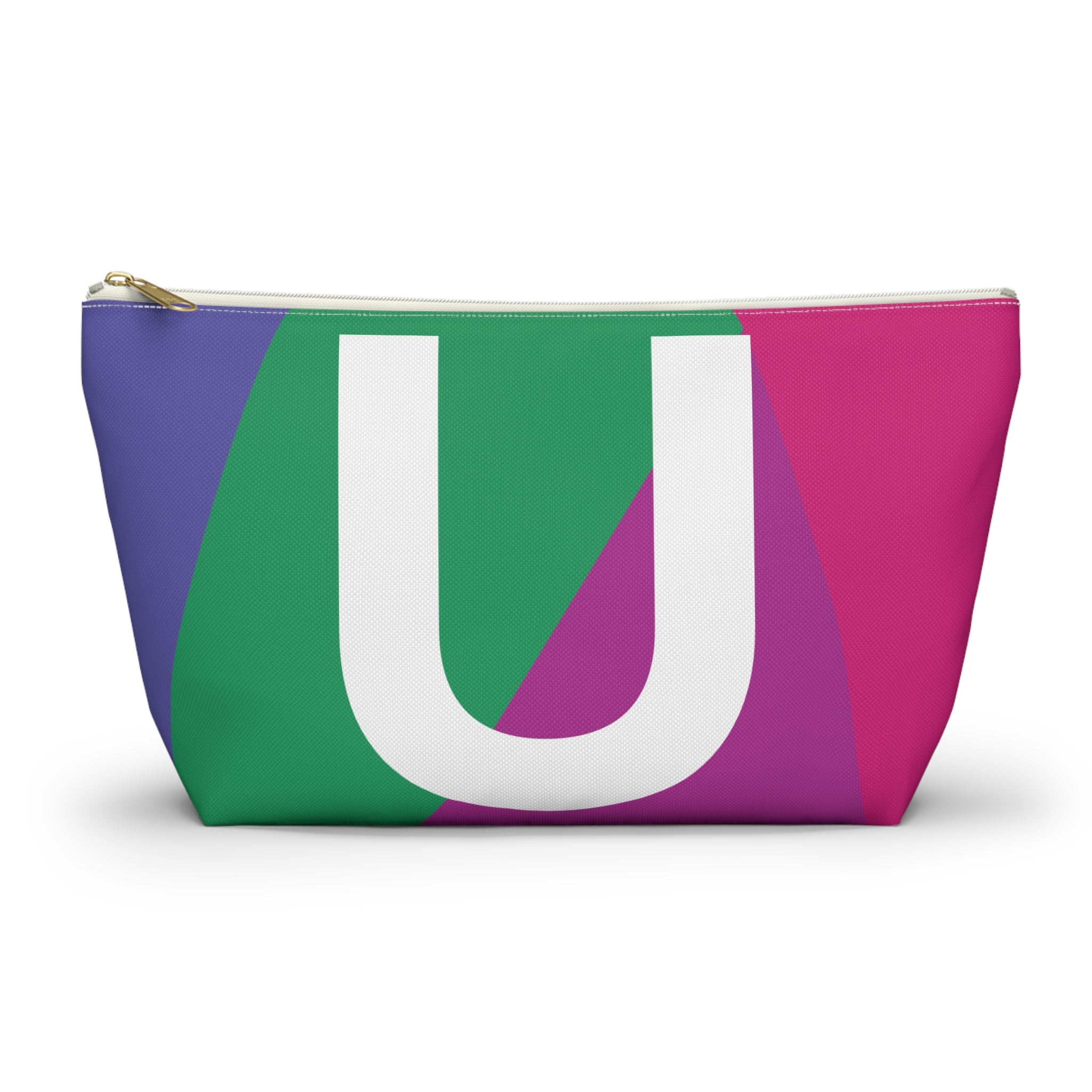 Initials Colorblock Accessory Pouch — Monogram U T-Bottom Cosmetic Bag