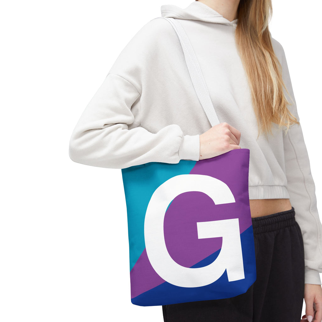 Monogram 'G' Colorblock Tote Bag — Personalized Initial G Shoulder Tote