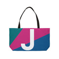 Personalized 'J' Colorblock Tote Bag — Monogram Weekender Tote