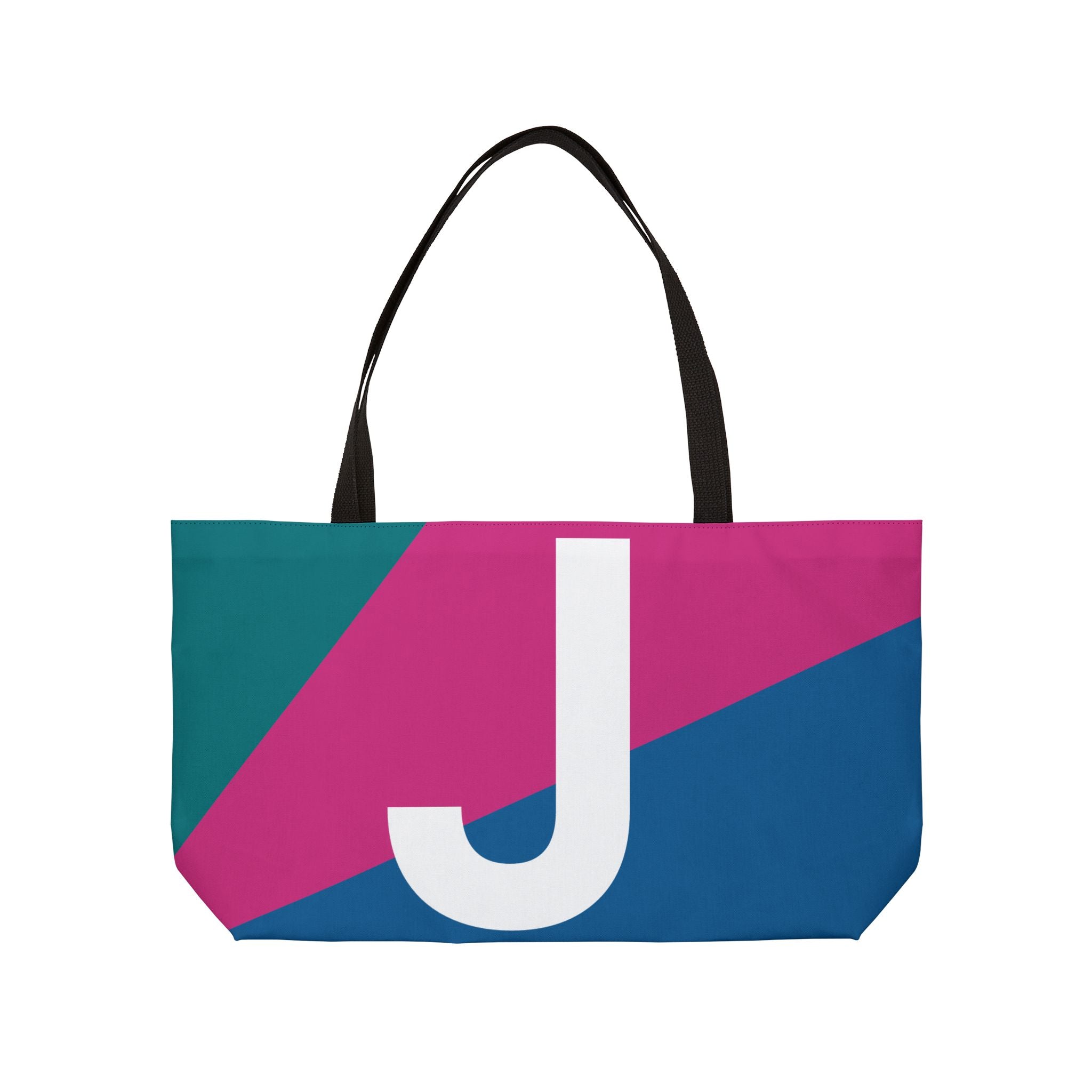 Personalized 'J' Colorblock Tote Bag — Monogram Weekender Tote