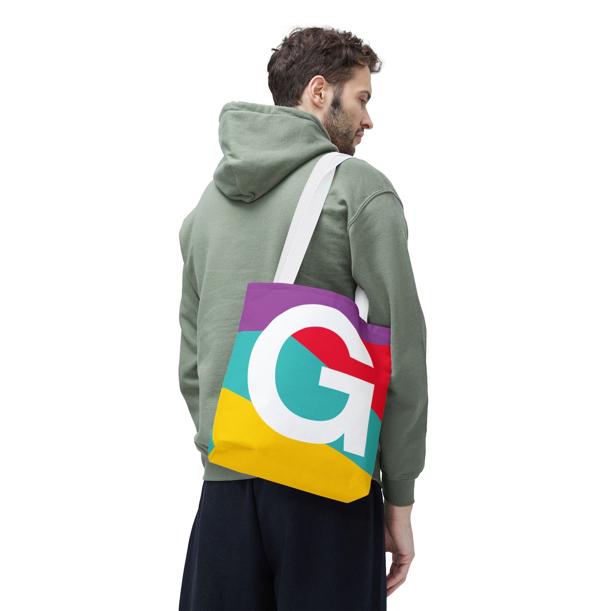 Monogram 'G' Colorblock Tote Bag — Personalized Initial G Shoulder Tote