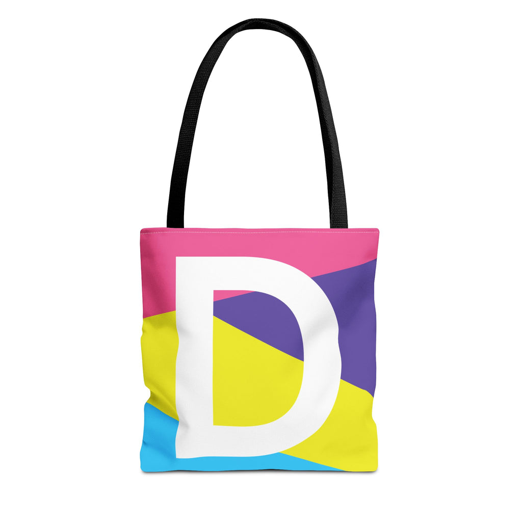 Monogram 'D' Colorblock Tote Bag — Personalized Initial D Shoulder Tote
