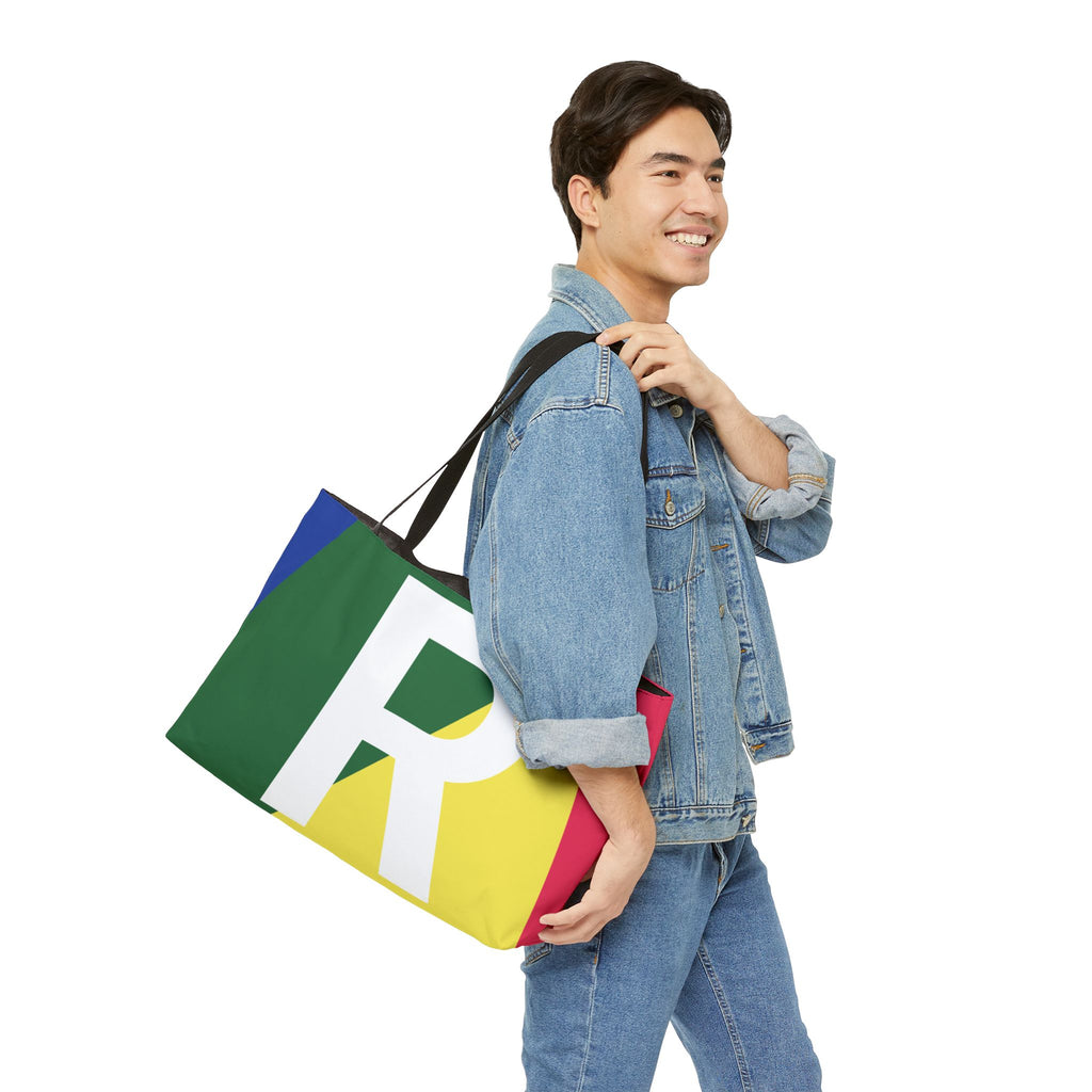 Personalized 'R' Colorblock Tote Bag — Monogram Weekender Tote