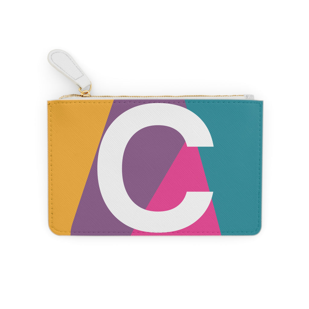 Initial C Mini Clutch — Colorblock Monogram Wristlet Wallet