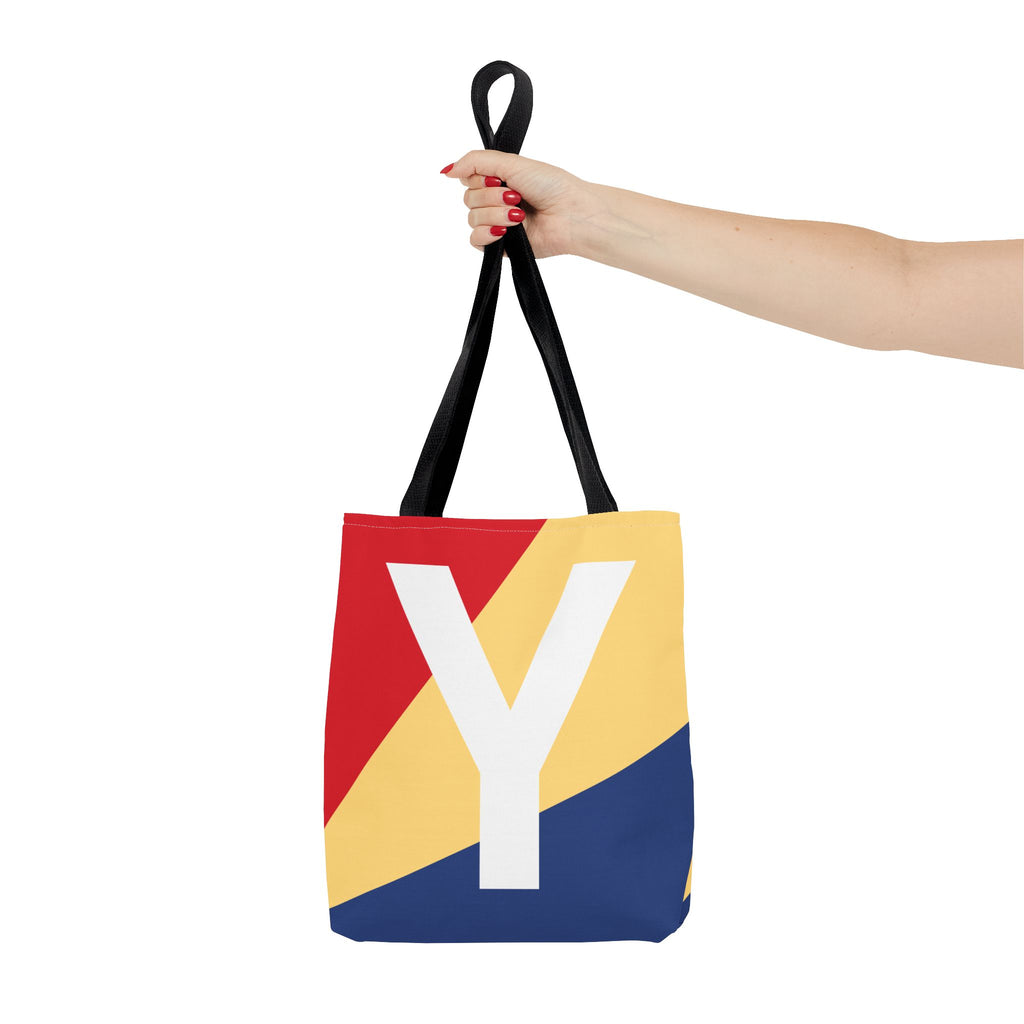 Monogram 'Y' Colorblock Tote Bag — Personalized Initial Y Shoulder Tote