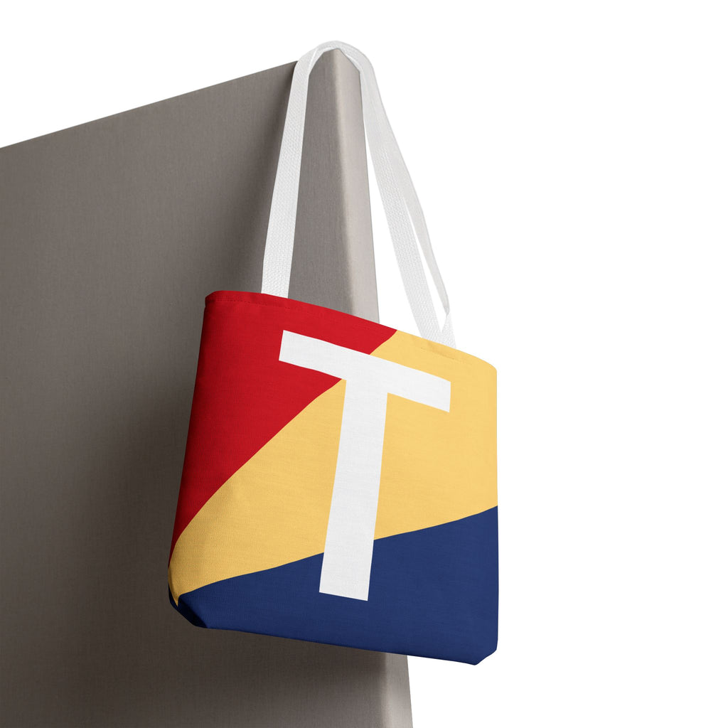 Monogram 'T' Colorblock Tote Bag — Personalized Initial T Shoulder Tote