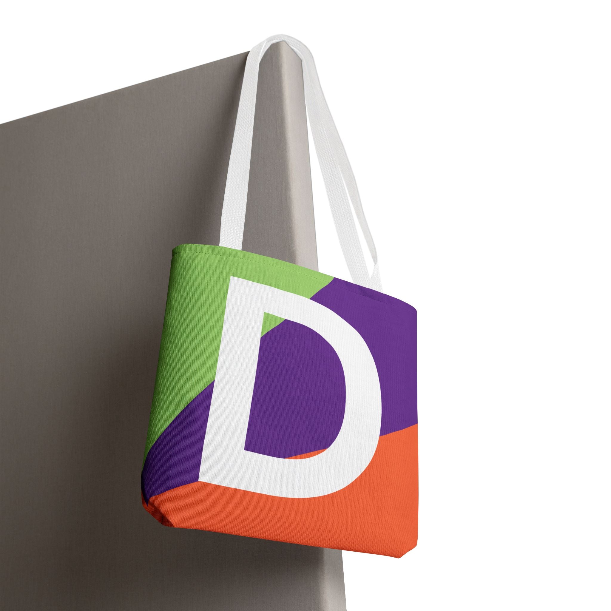 Monogram 'D' Colorblock Tote Bag — Personalized Initial D Shoulder Tote