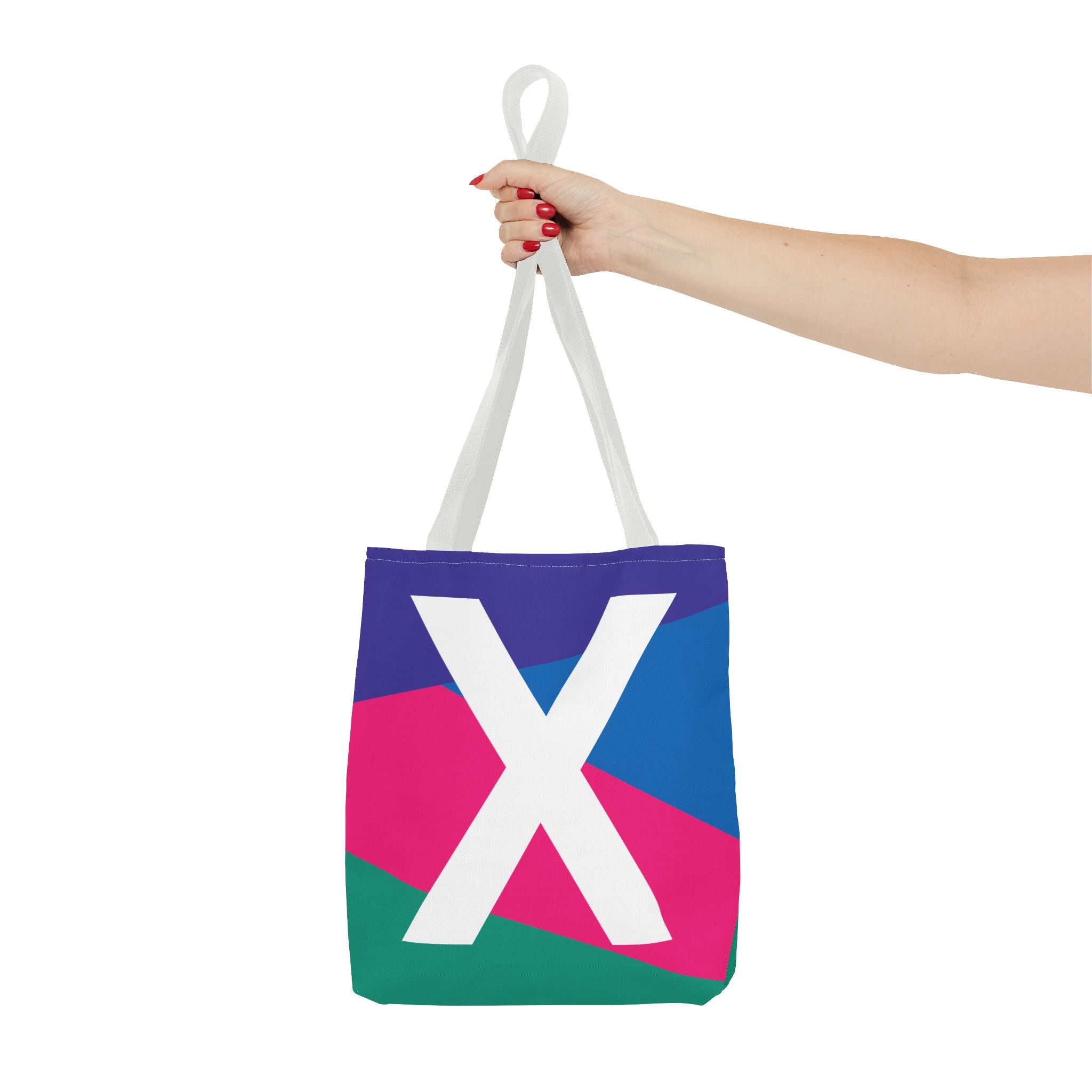 Monogram 'X' Colorblock Tote Bag — Personalized Initial X Shoulder Tote
