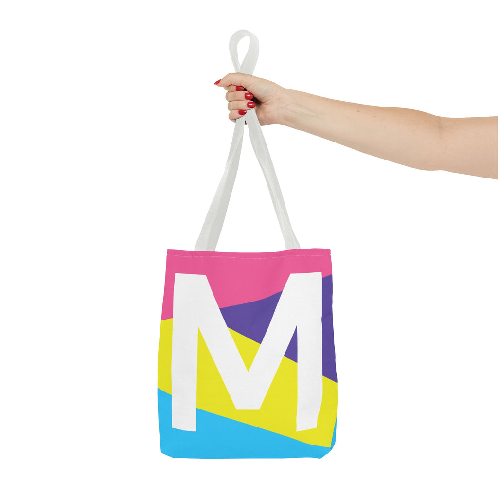 Monogram 'M' Colorblock Tote Bag — Personalized Initial M Shoulder Tote