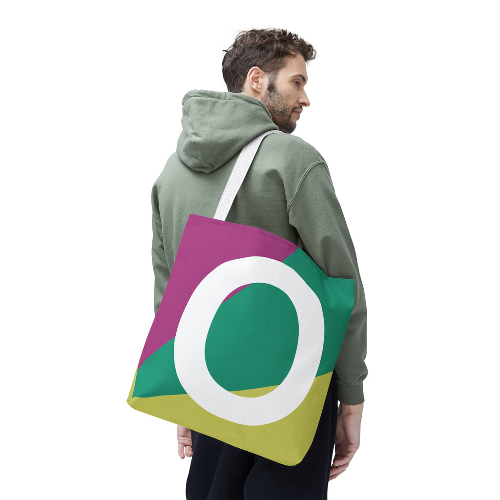 Monogram 'O' Colorblock Tote Bag — Personalized Initial O Shoulder Tote