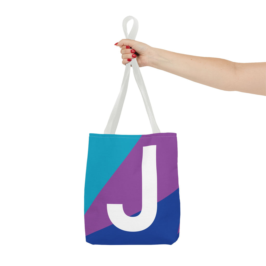 Monogram 'J' Colorblock Tote Bag — Personalized Initial J Shoulder Tote