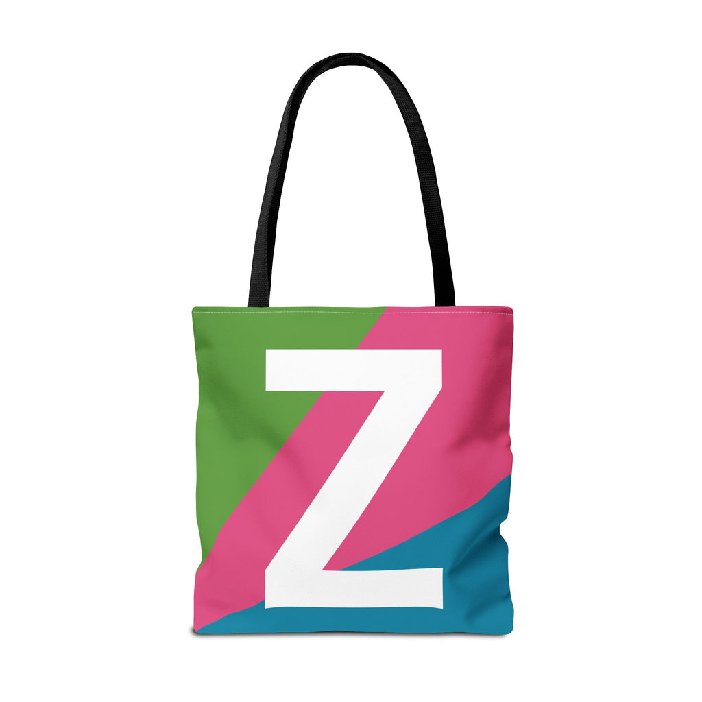 Monogram 'Z' Colorblock Tote Bag — Personalized Initial Z Shoulder Tote