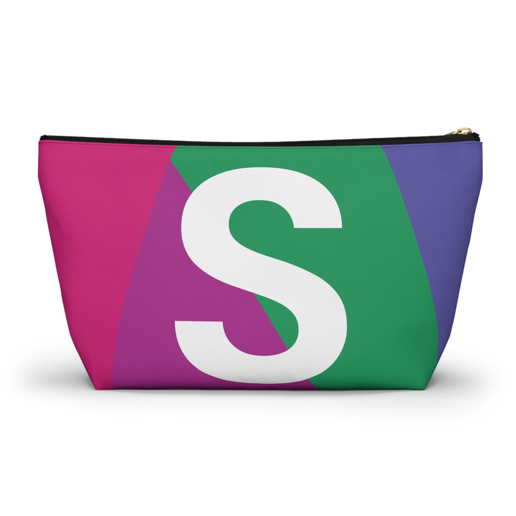 Initials Colorblock Accessory Pouch — Monogram S T-Bottom Cosmetic Bag