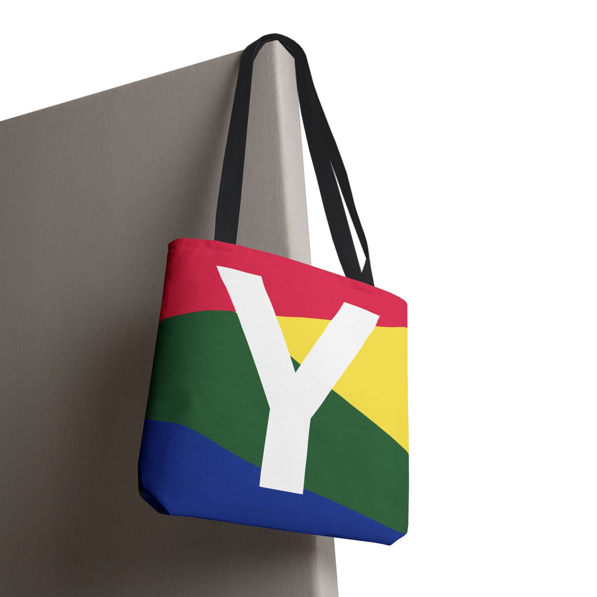 Monogram 'Y' Colorblock Tote Bag — Personalized Initial Y Shoulder Tote