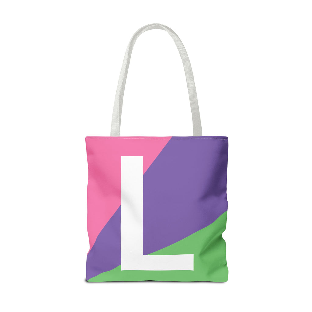 Monogram 'L' Colorblock Tote Bag — Personalized Initial L Shoulder Tote