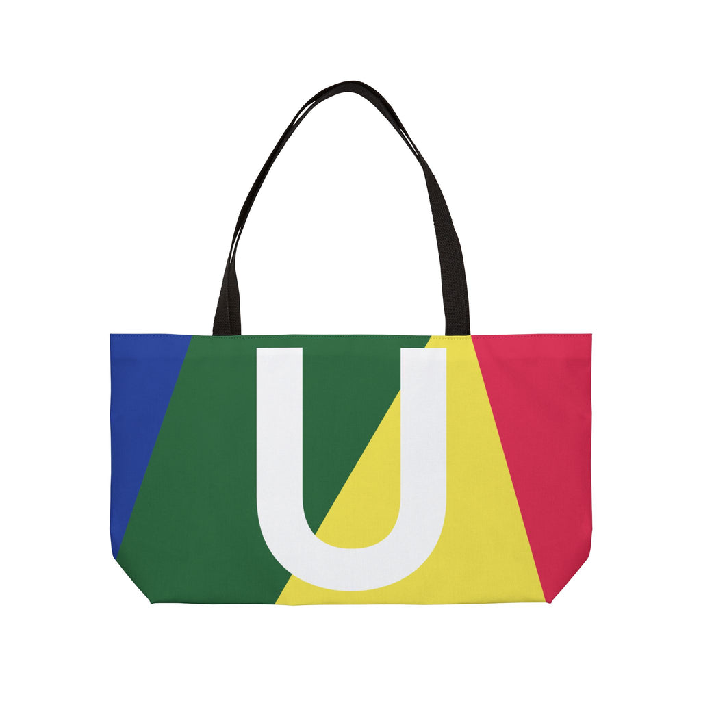 Personalized 'U' Colorblock Tote Bag — Monogram Weekender Tote