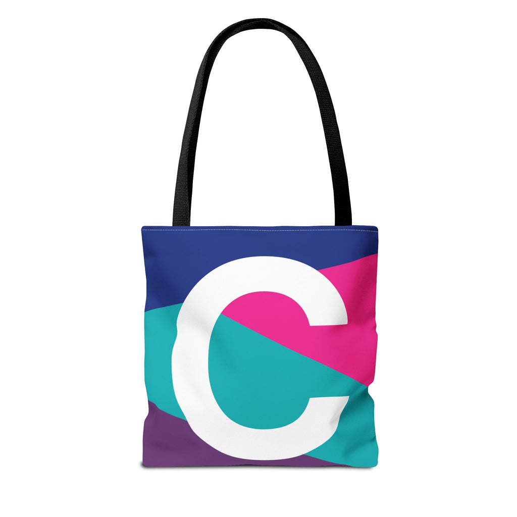 Monogram 'C' Colorblock Tote Bag — Personalized Initial C Shoulder Tote