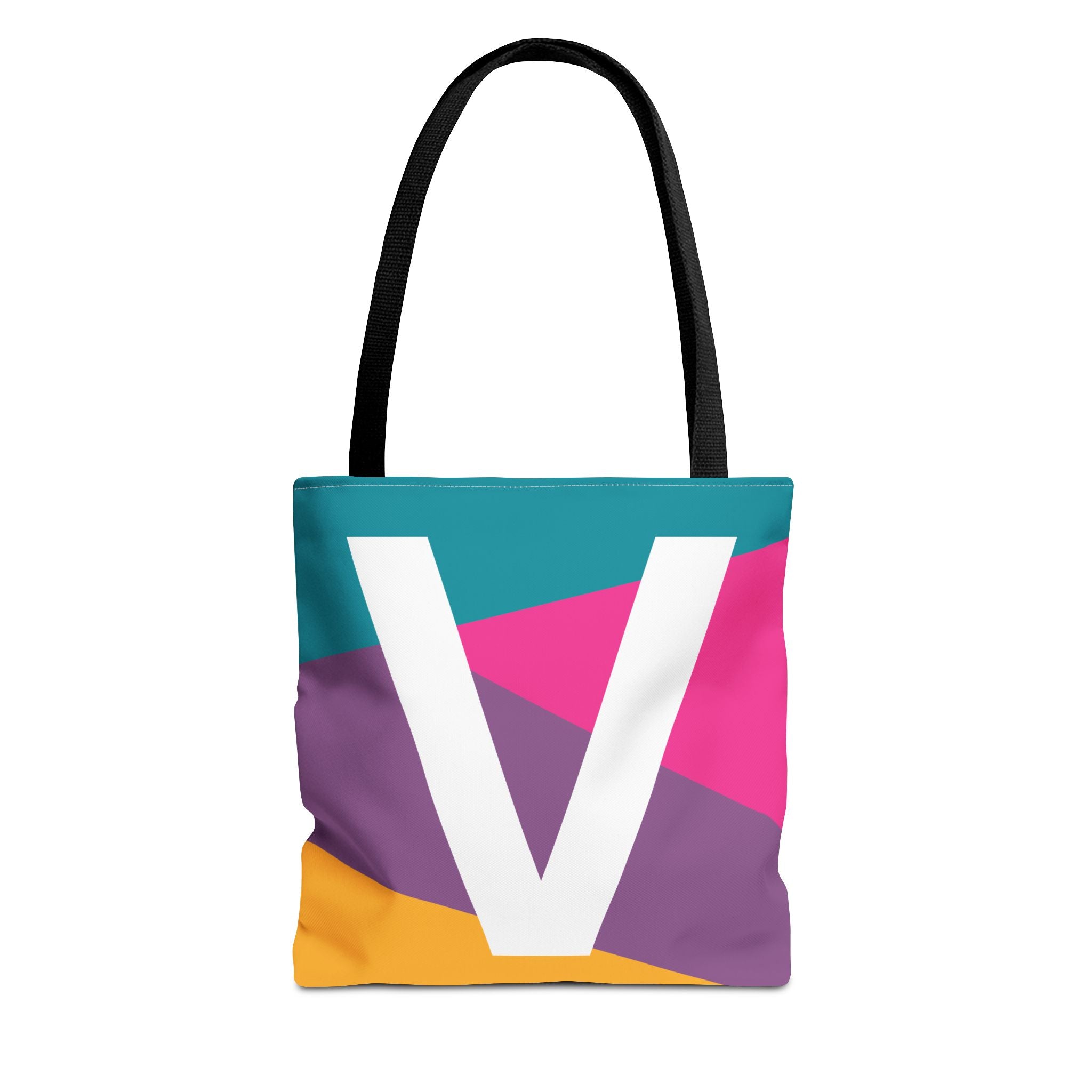 Monogram 'V' Colorblock Tote Bag — Personalized Initial V Shoulder Tote