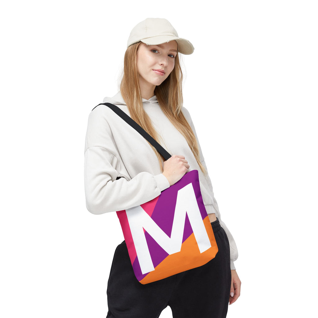 Monogram 'M' Colorblock Tote Bag — Personalized Initial M Shoulder Tote