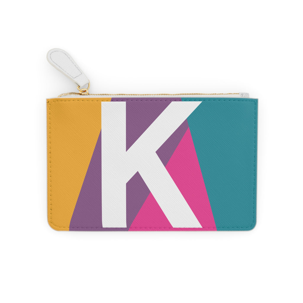 Initial K Mini Clutch — Colorblock Monogram Wristlet Wallet