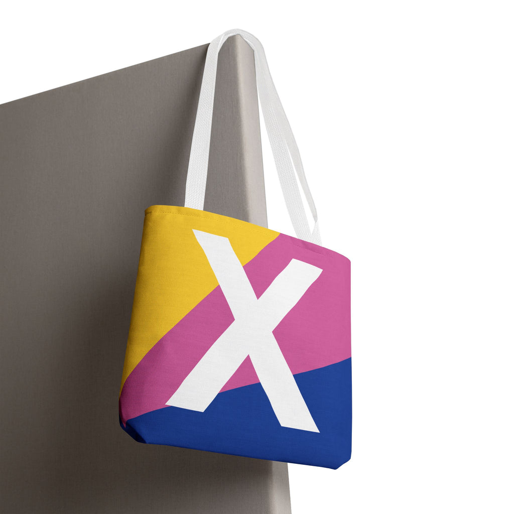Monogram 'X' Colorblock Tote Bag — Personalized Initial X Shoulder Tote