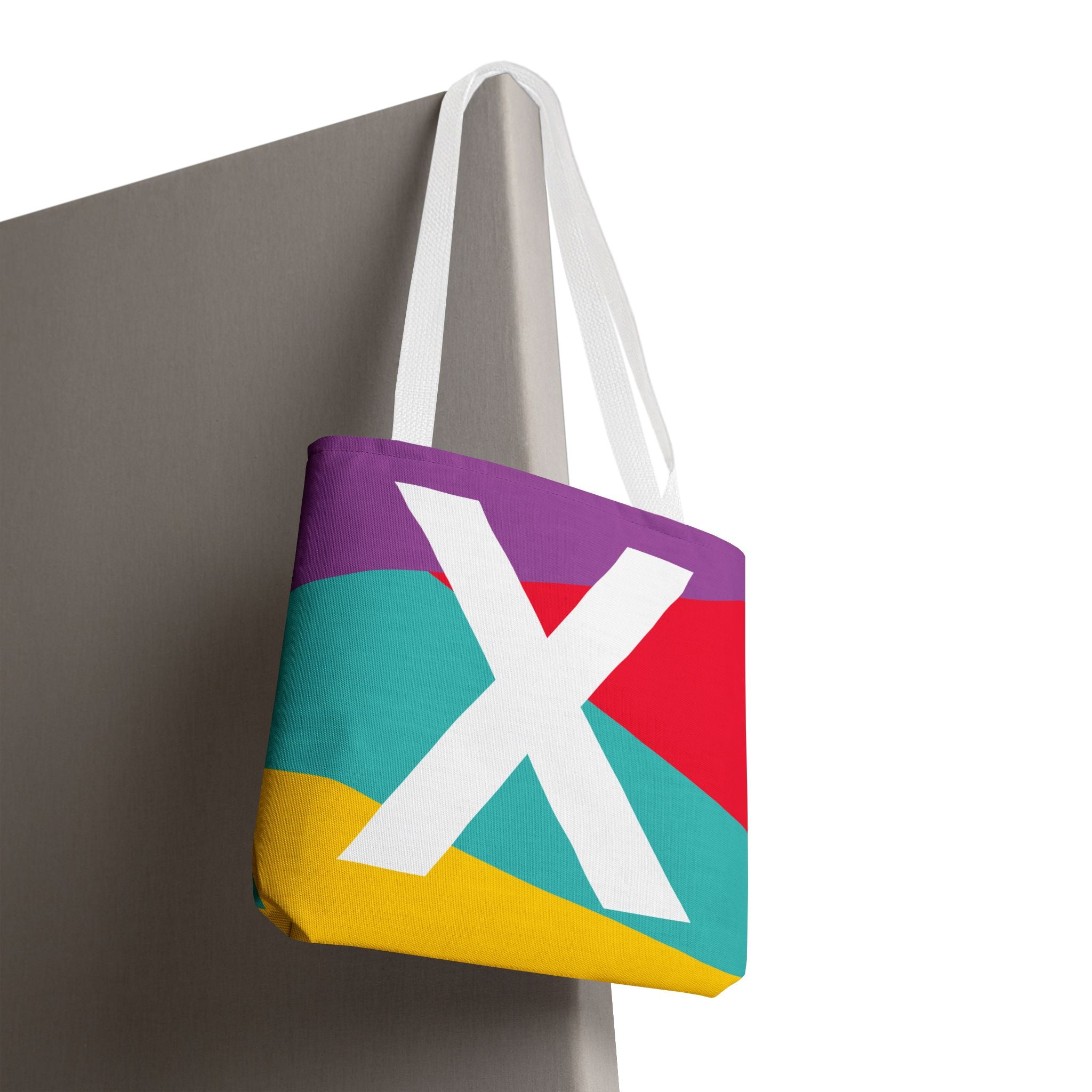 Monogram 'X' Colorblock Tote Bag — Personalized Initial X Shoulder Tote