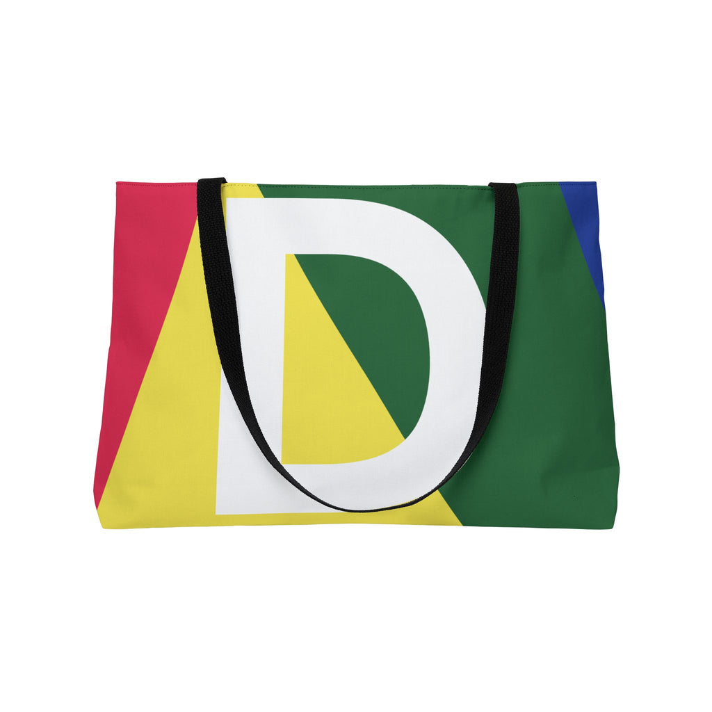 Personalized 'D' Colorblock Tote Bag — Monogram Weekender Tote