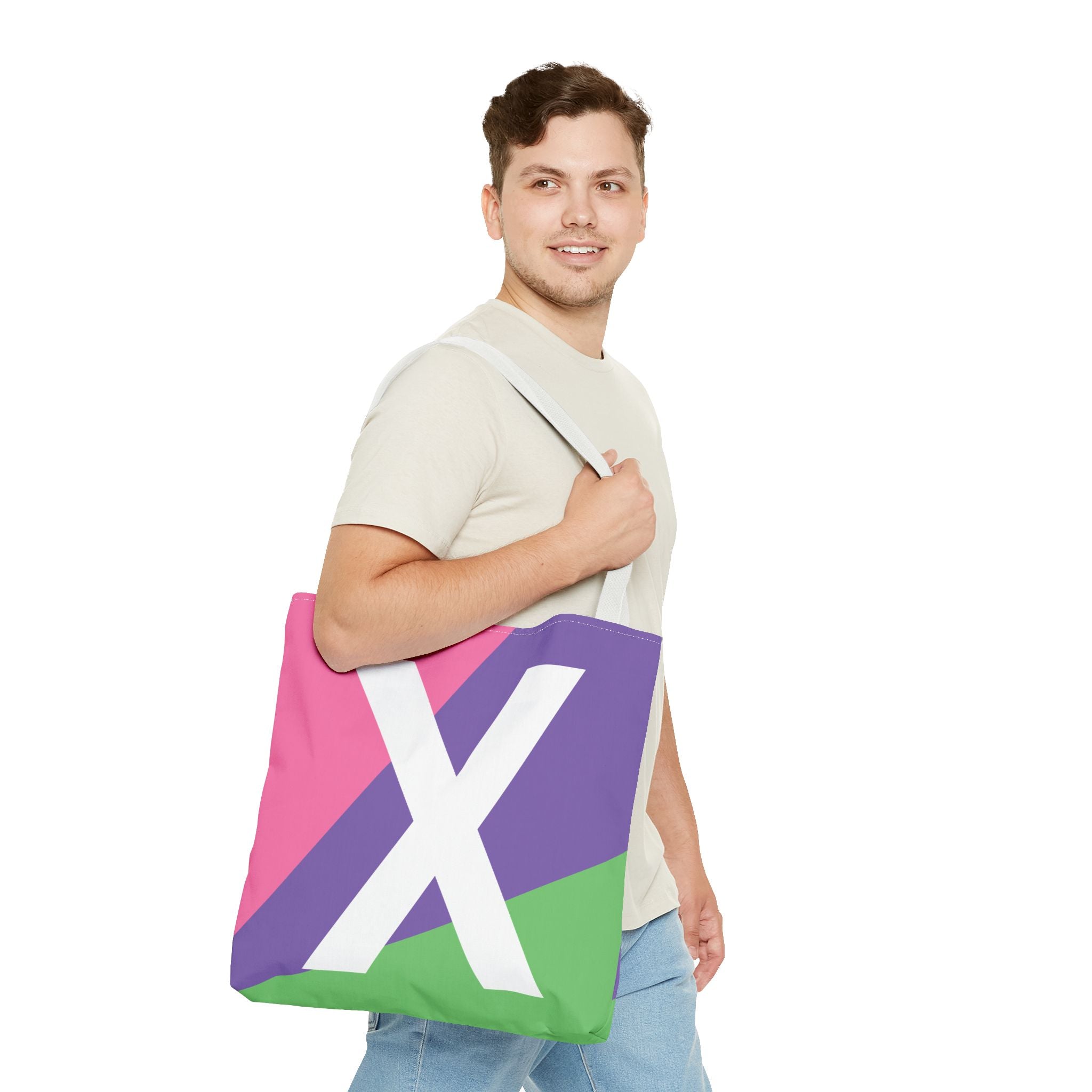 Monogram 'X' Colorblock Tote Bag — Personalized Initial X Shoulder Tote