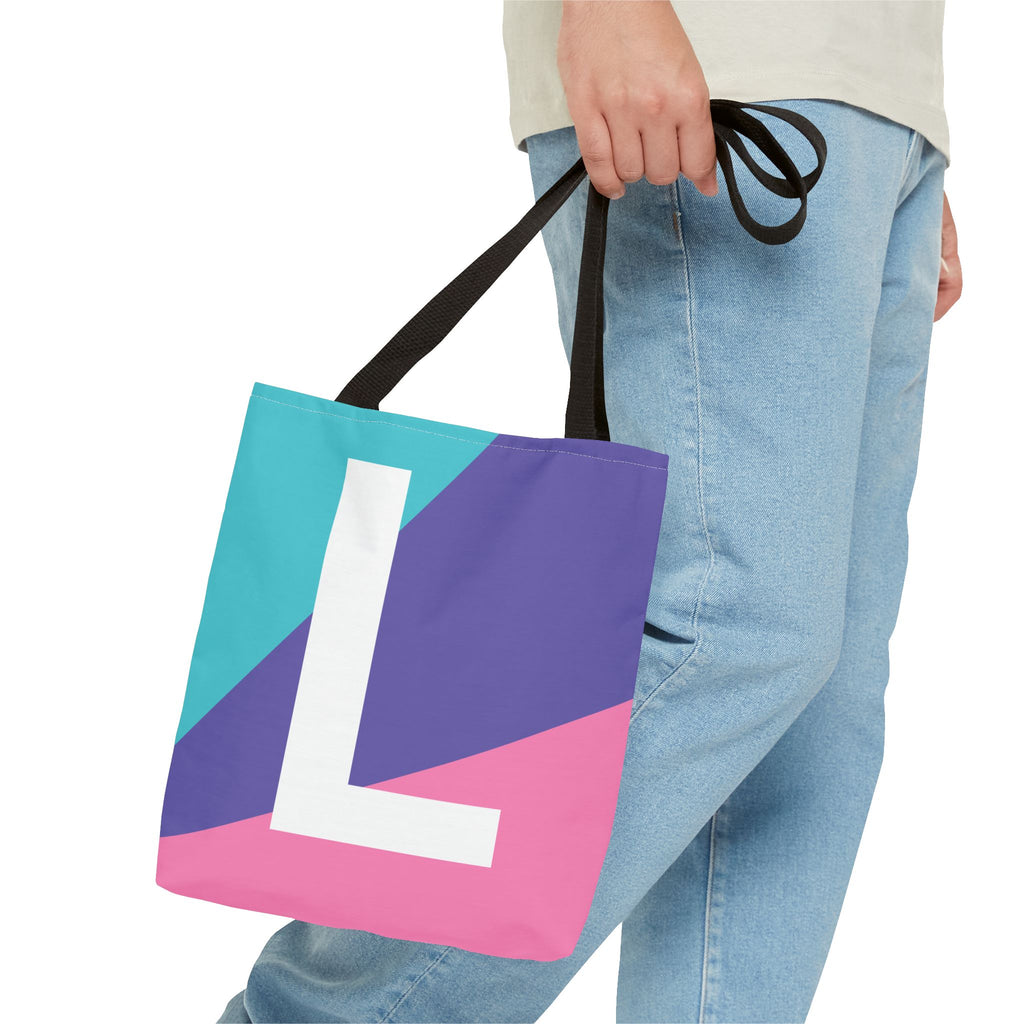 Monogram 'L' Colorblock Tote Bag — Personalized Initial L Shoulder Tote