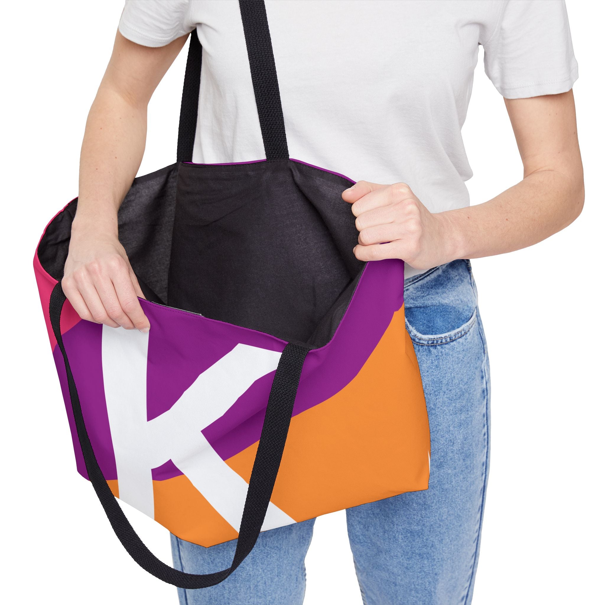 Personalized 'K' Colorblock Tote Bag — Monogram Weekender Tote