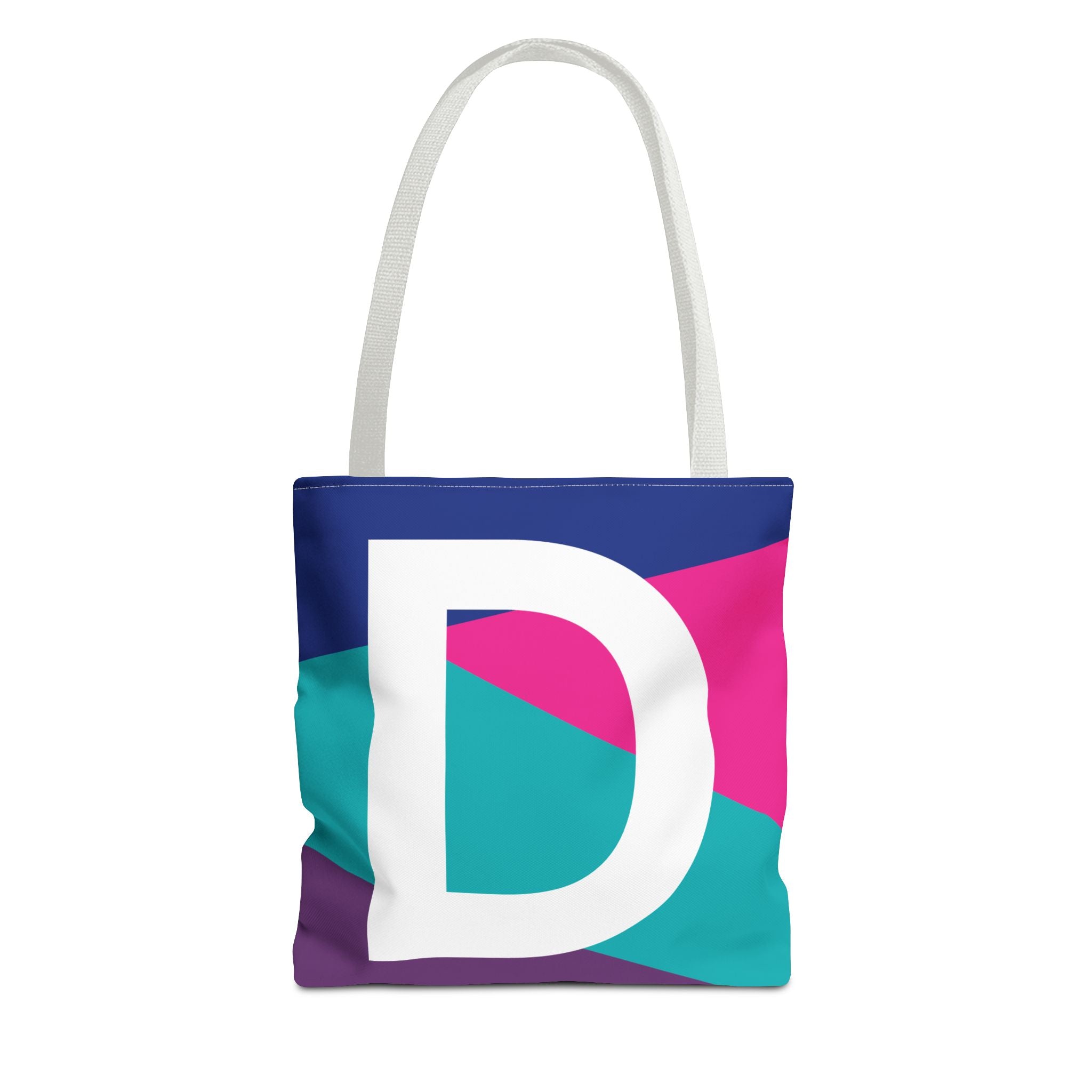 Monogram 'D' Colorblock Tote Bag — Personalized Initial D Shoulder Tote