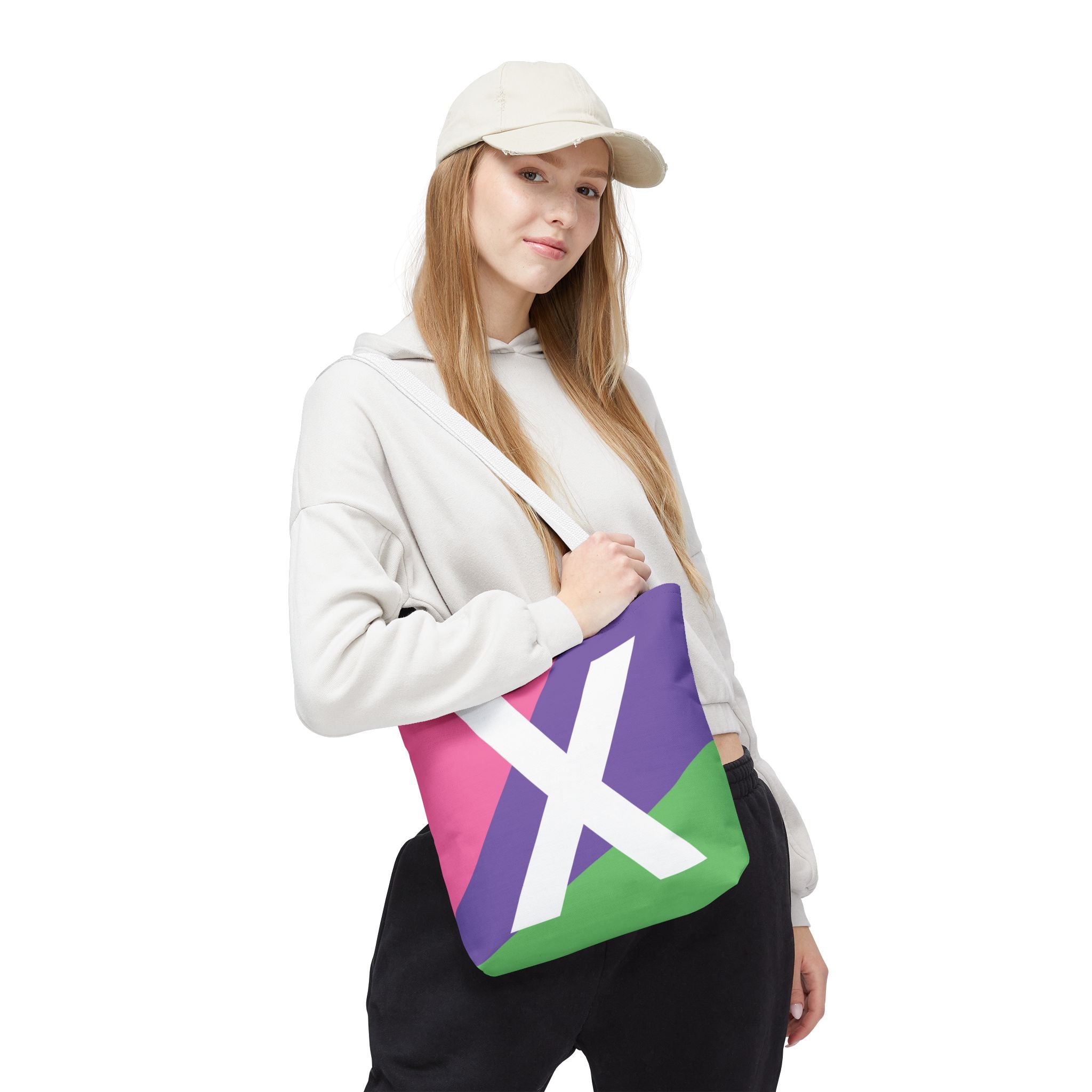 Monogram 'X' Colorblock Tote Bag — Personalized Initial X Shoulder Tote